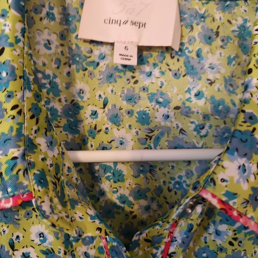 Teal floral Cinq a Sept dress. Size 6 - Picture 6 of 8